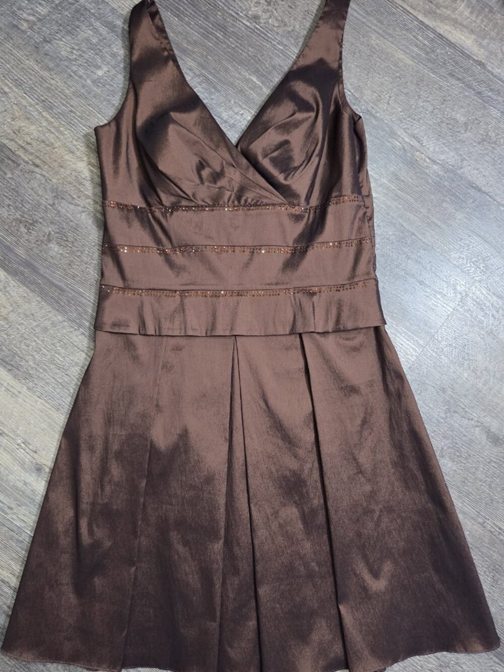 OC OC Brown Party/Cocktail Dress Sleeveless Sequin Beads V-Neck Sz 10
